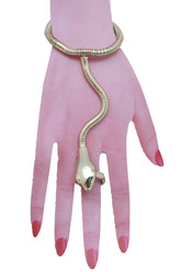 Women Gold Metal Hand Chain Bracelet Scorpion Connected Ring